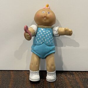 Vintage Doll Miniature Baby 1984 Cabbage Patch Kids Poseable‎ 3.5" Bib + Spoon